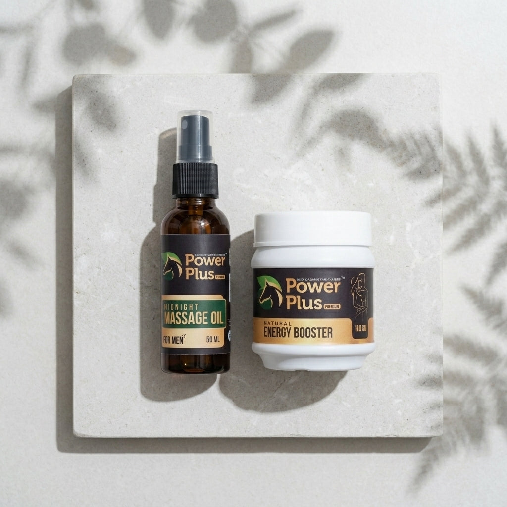 30 Day course - Power Plus Midnight Massage Oil (50ml) + Power Plus Natural Energy Booster Lehyam (100g)