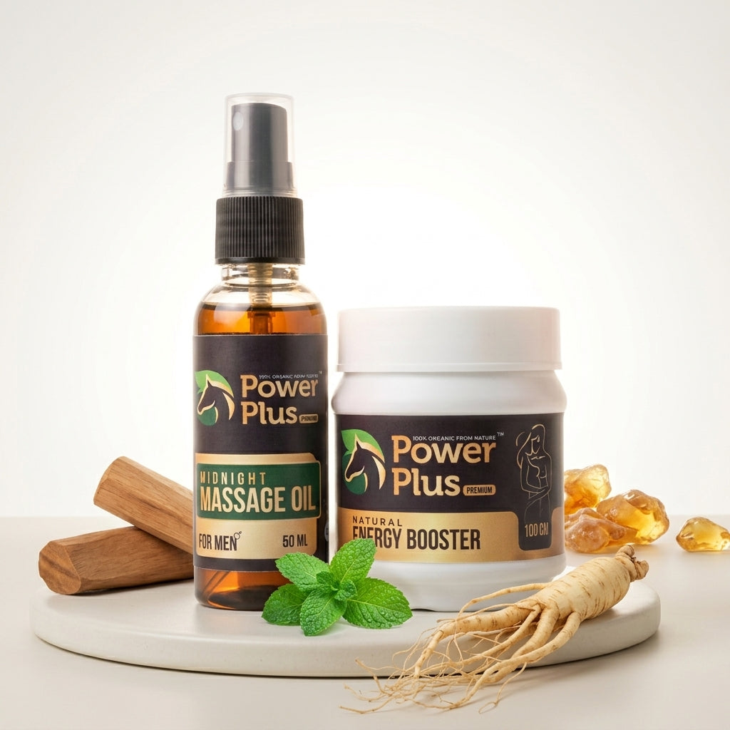 30 Day course - Power Plus Midnight Massage Oil (50ml) + Power Plus Natural Energy Booster Lehyam (100g)