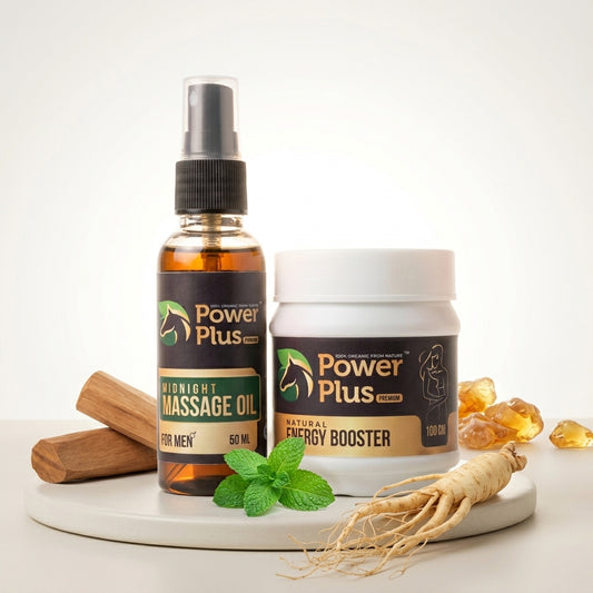 30 Day course - Power Plus Midnight Massage Oil (50ml) + Power Plus Natural Energy Booster Lehyam (100g)