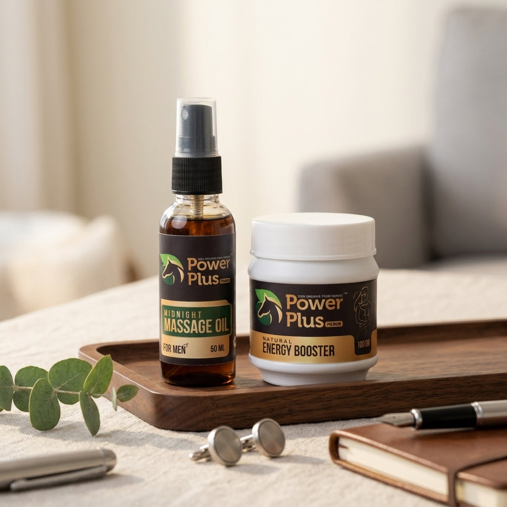 30 Day course - Power Plus Midnight Massage Oil (50ml) + Power Plus Natural Energy Booster Lehyam (100g)